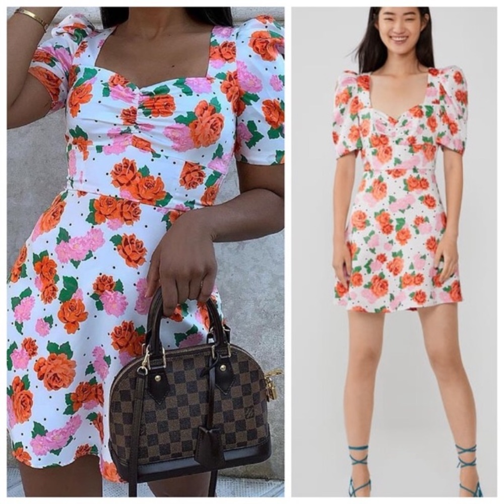 Zara polka dot floral mini dress